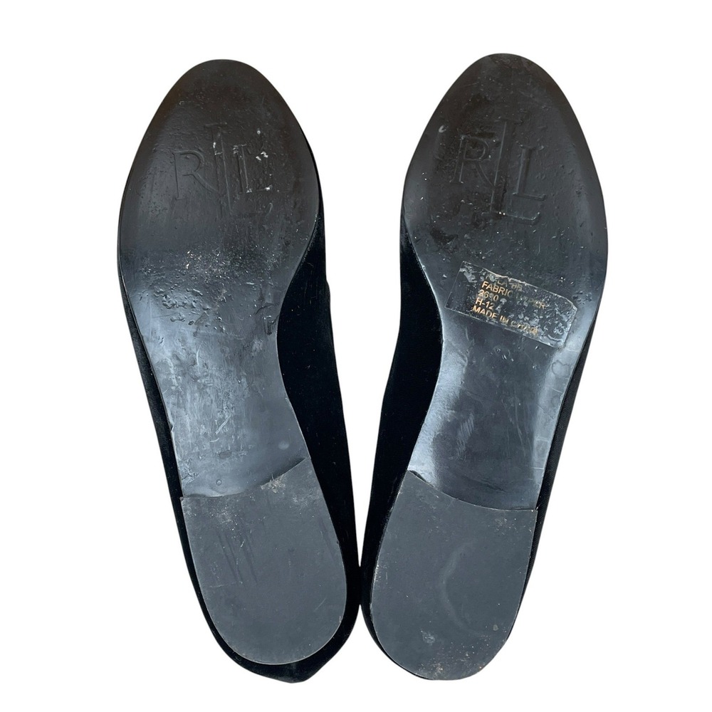 Lauren Ralph Lauren Black Velvet Crest Smoking Shoes Loafers Women 8 Old Money - Picture 7 of 9